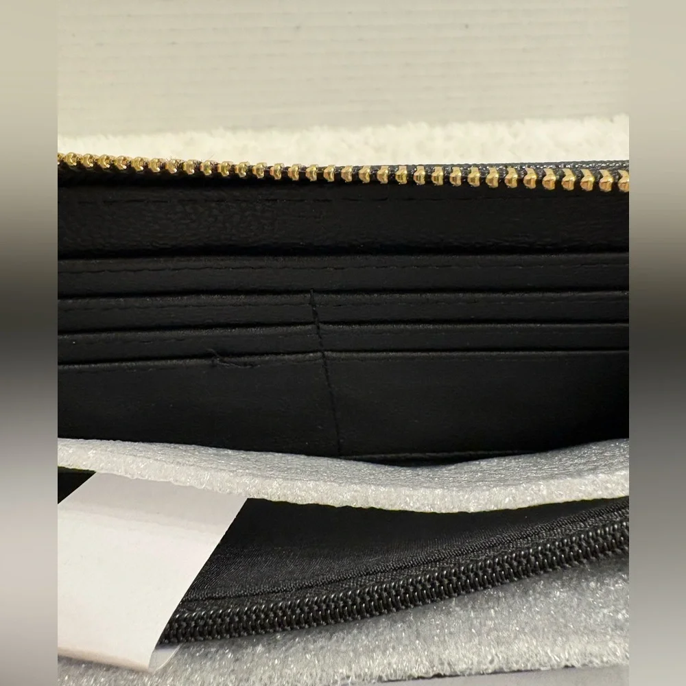 Betsey Johnson Black Zip Around Wristlet Wallet with Gold Accents NWT